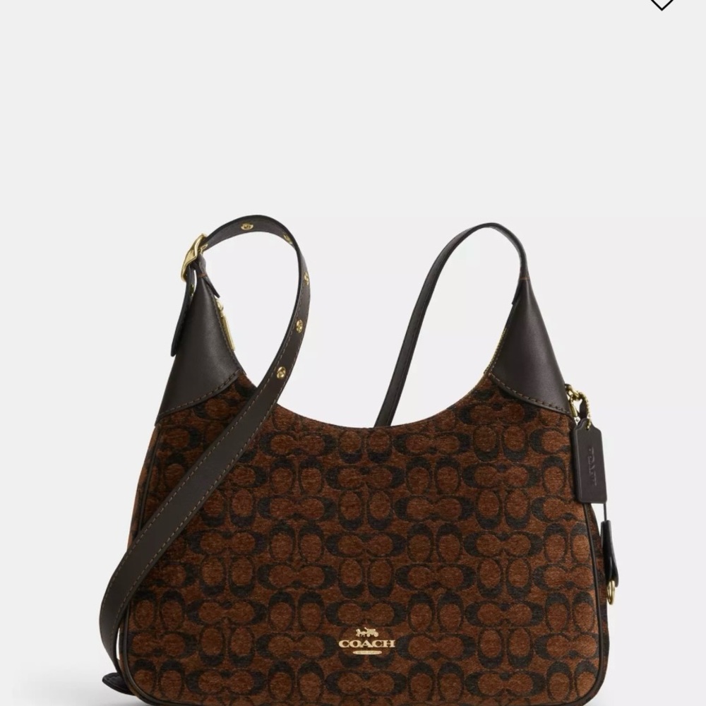 *Like New* Coach Chenille Dark Brown Signature Shoulder Bag